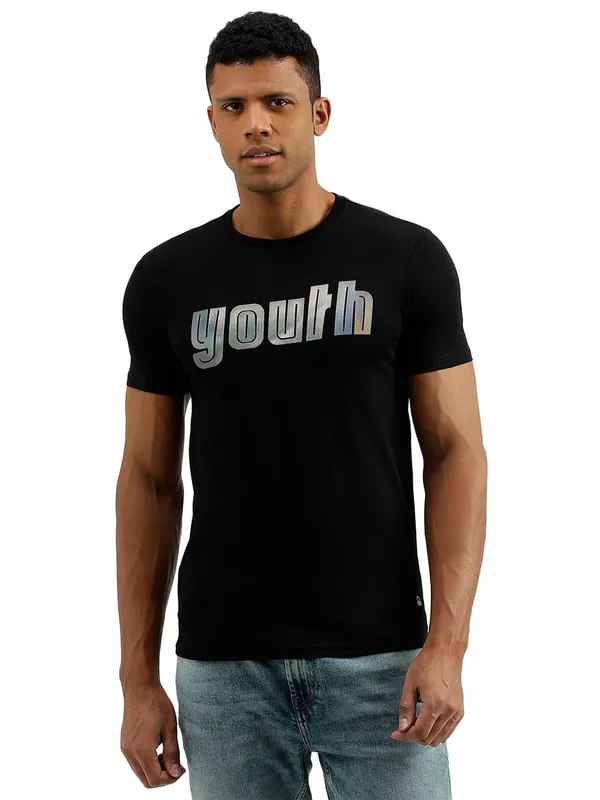 UCB black half sleeve t shirt in printed
