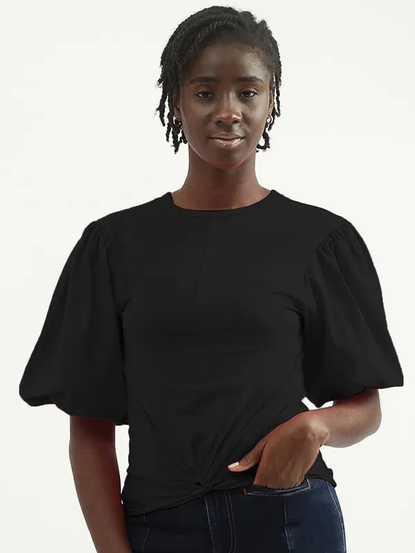 UCB black plain cotton t shirt