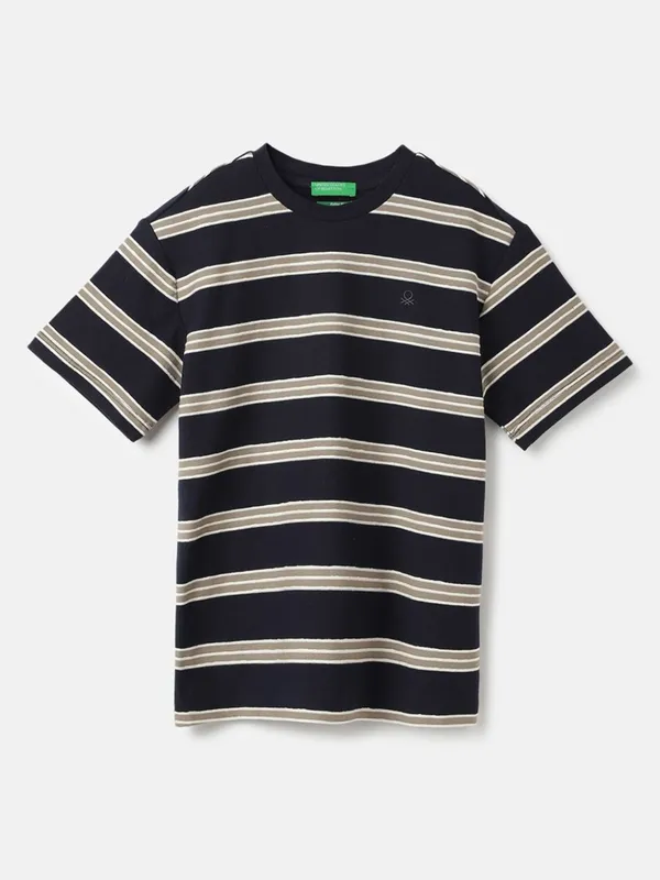 UCB black stripe pattern cotton t-shirt