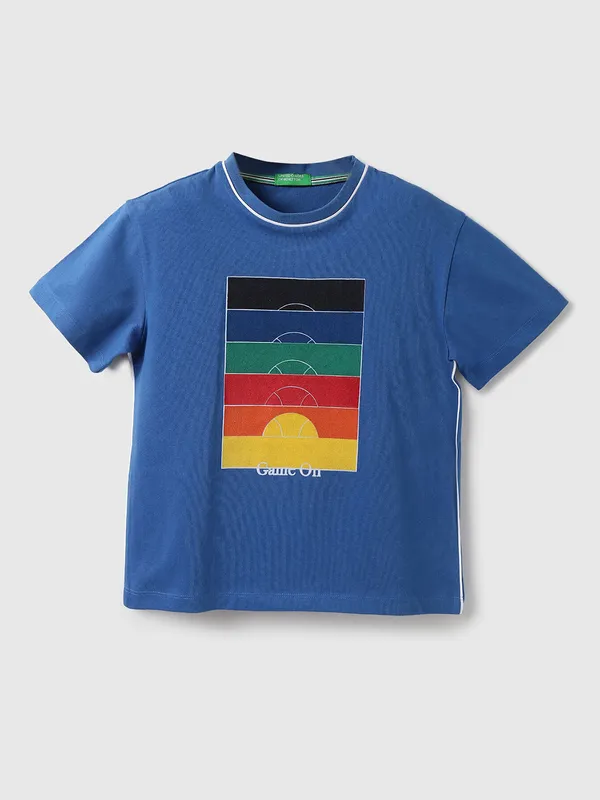 UCB blue printed half sleeve t shirt