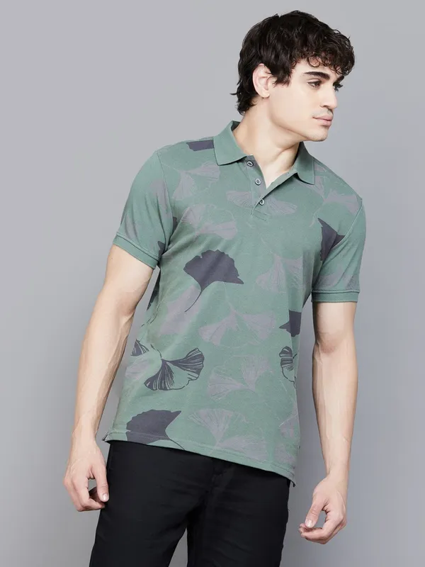 UCB bottle green printed polo t-shirt