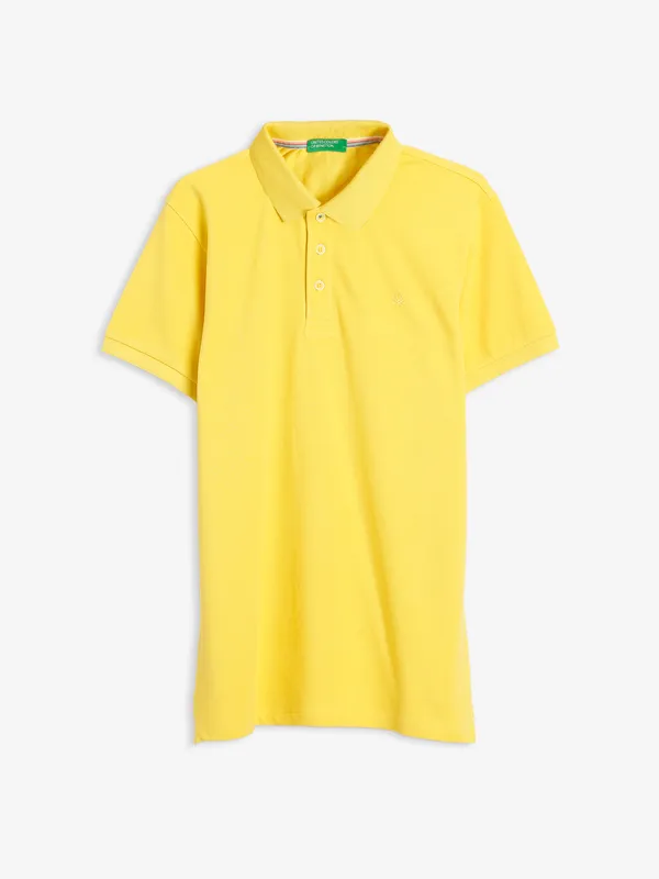 UCB bright yellow cotton polo t shirt