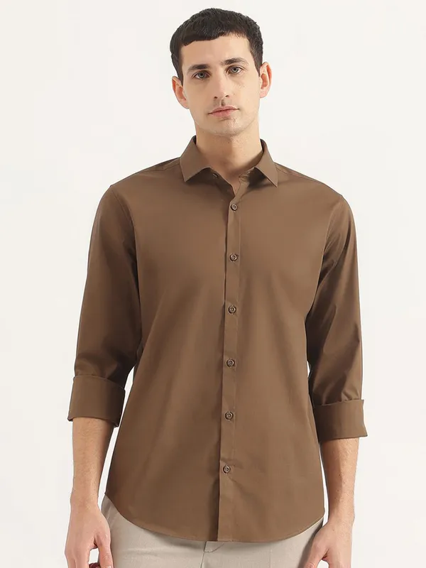 UCB brwon formal full sleeve shirt