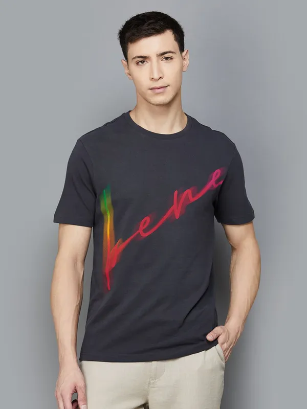 UCB charcoal black printed cotton t-shirt