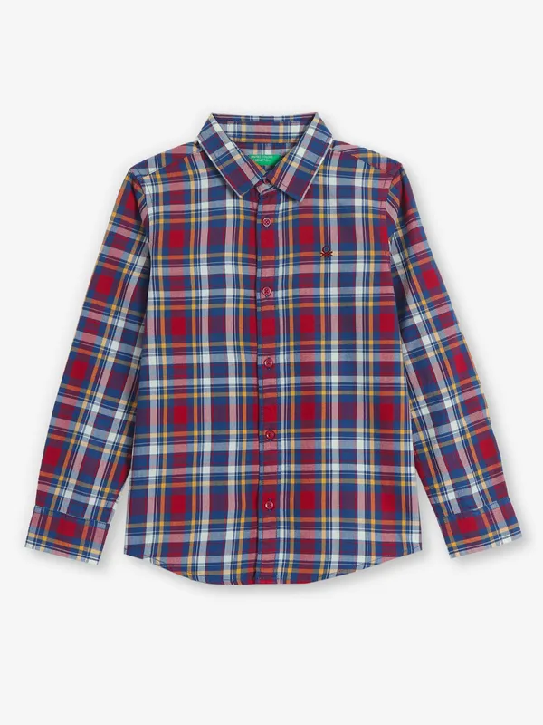UCB checks cotton maroon shirt