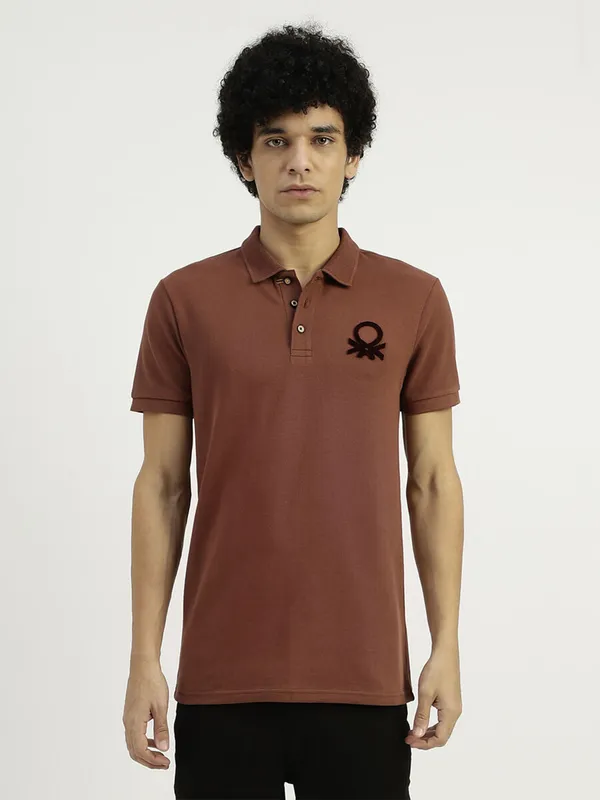 UCB cotton brown polo neck t-shirt