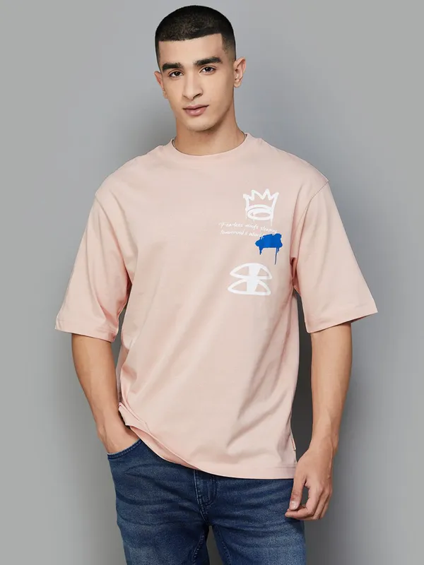 UCB cotton peach t-shirt for men