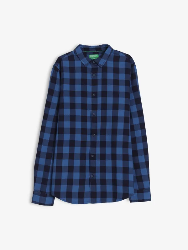 UCB dark blue checks full sleeve shirt