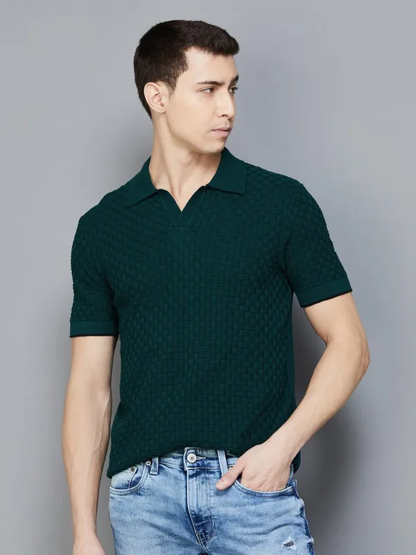 UCB dark teal green half sleeve poli t-shirt