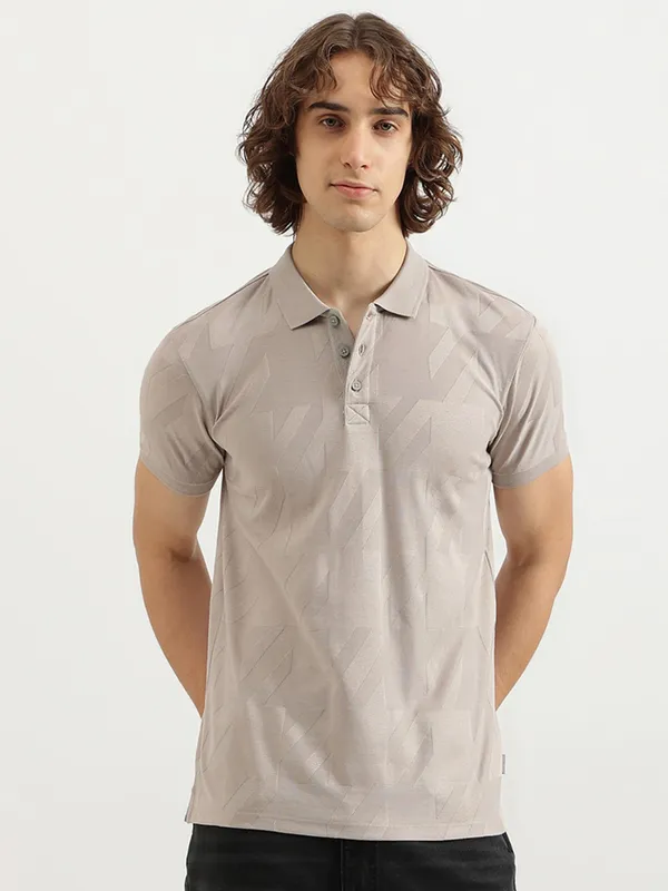 UCB grey slim fit cotton t-shirt for men