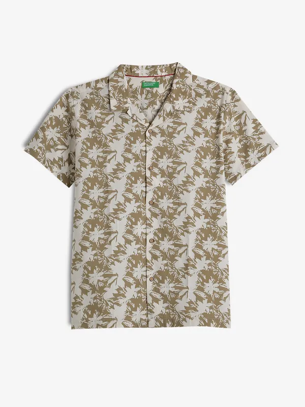 UCB khaki printed half sleeve shirt