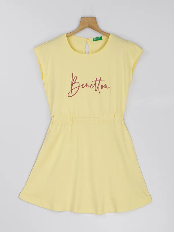 UCB light yellow cotton casual wear frock