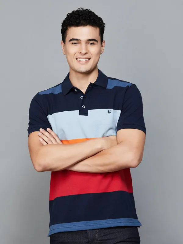 UCB navy color block cotton t-shirt