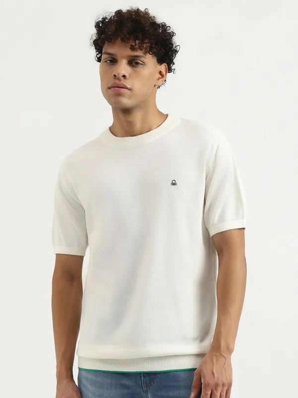 UCB off white knitted cotton t-shirt