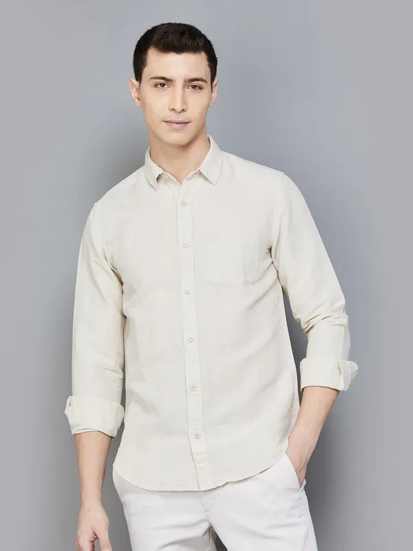 UCB off white plain formal shirt