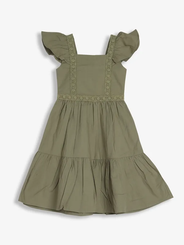 UCB olive cotton plain frock