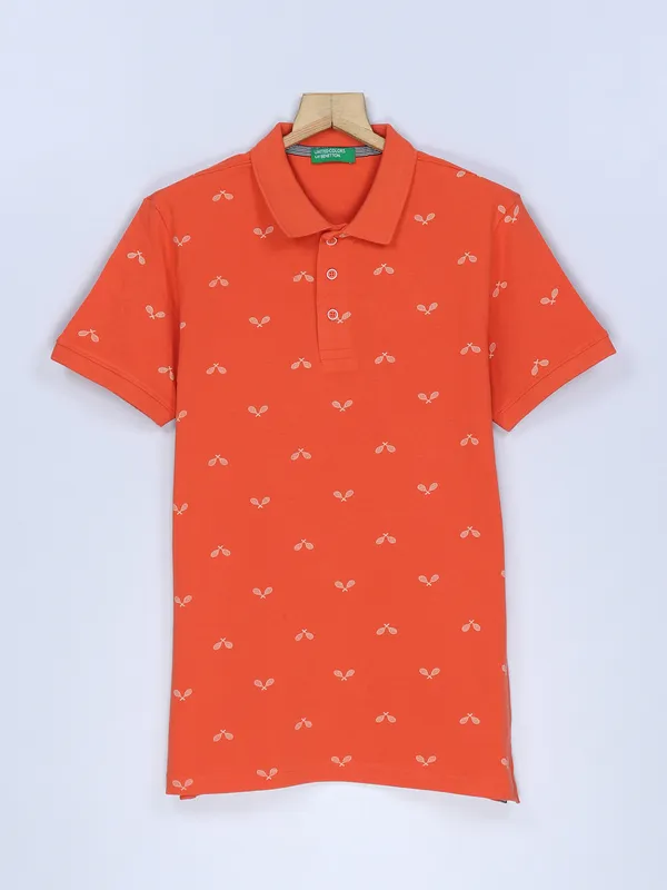 UCB orange cotton polo neck t shirt