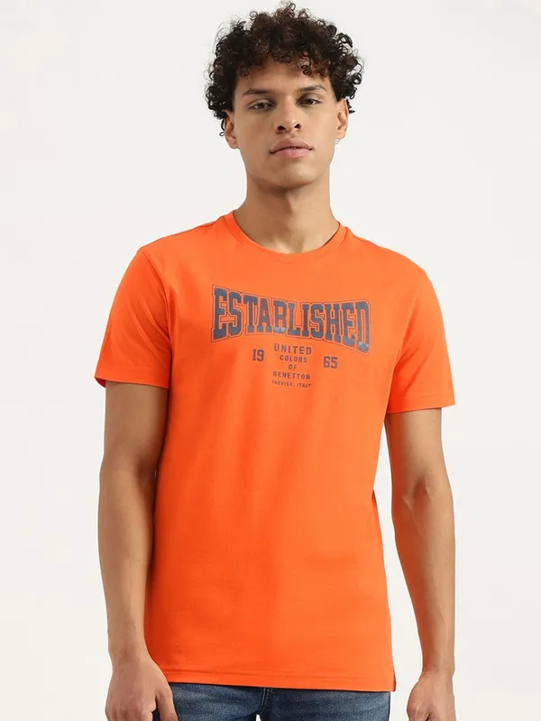 UCB orange printed slim fit t-shirt