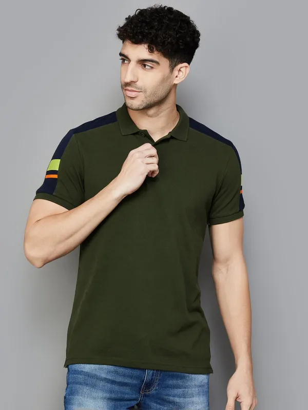 UCB plain olive t-shirt in cotton fabric
