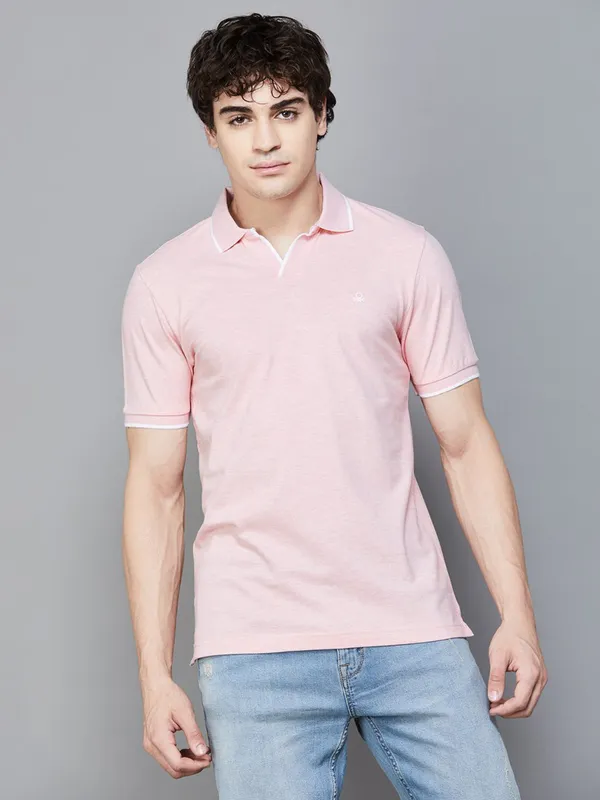 UCB plain pink cotton t-shirt for casual wear