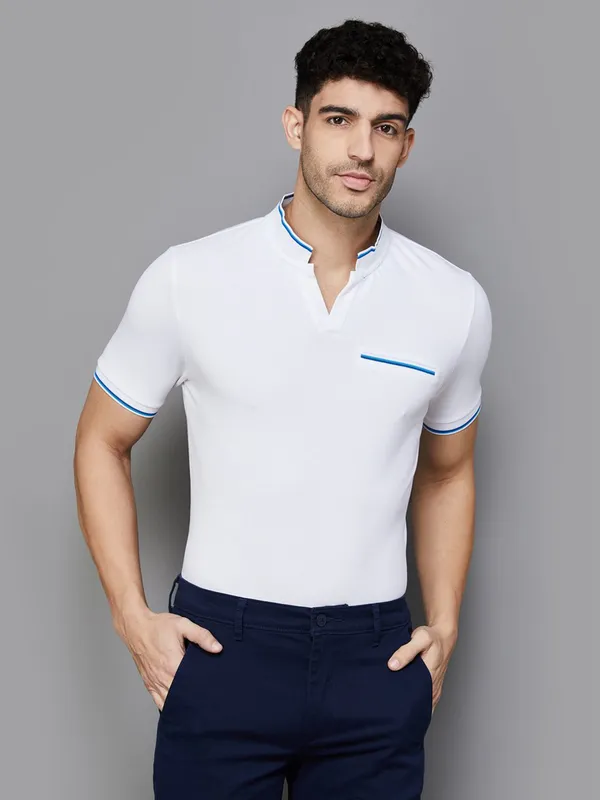 UCB plain white cotton slim fit t-shirt