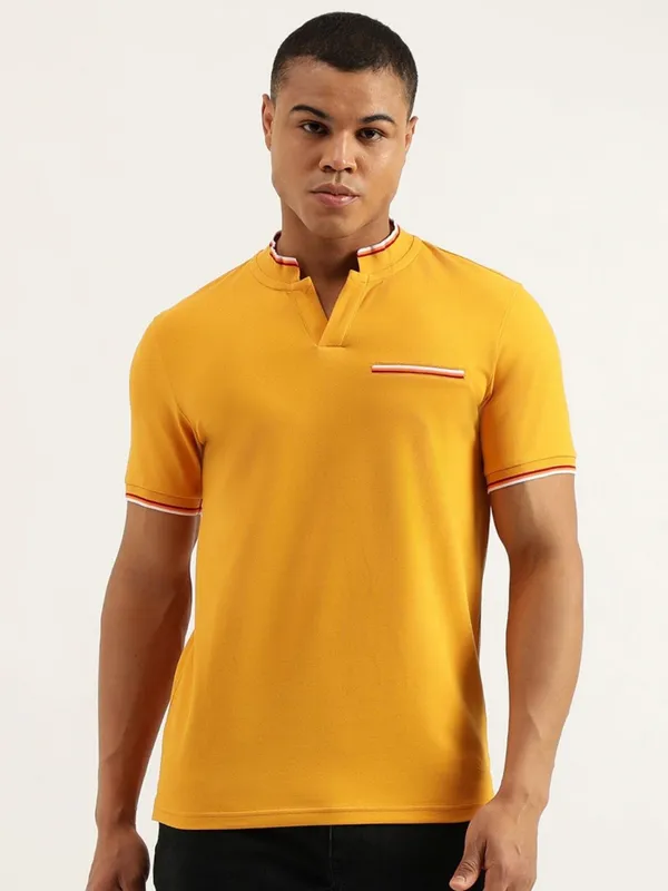 UCB plain yellow cotton slim t-shirt