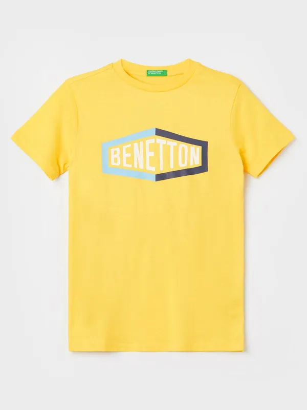 UCB plain yellow t-shirt with round neck in cotton