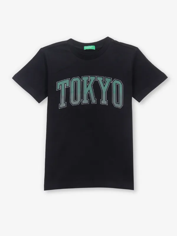 UCB printed balck cotton t-shirt