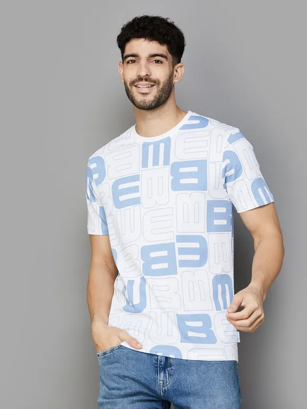 UCB printed light blue t-shirt in cotton fabric