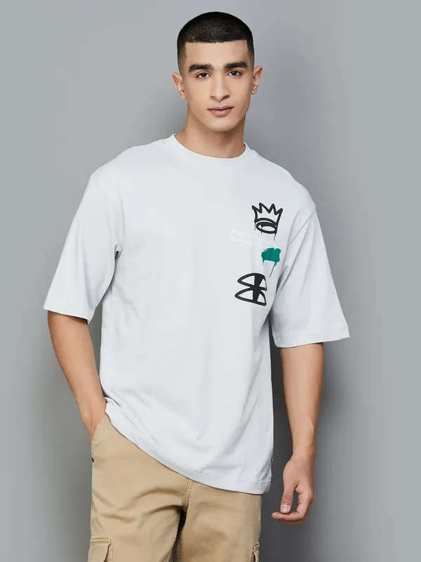 UCB printed white cotton t-shirt for men