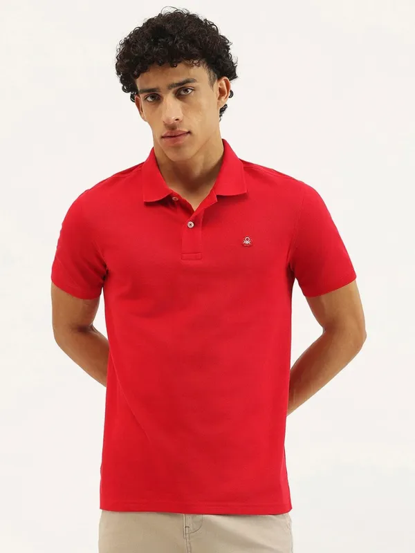 UCB red polo neck t-shirt