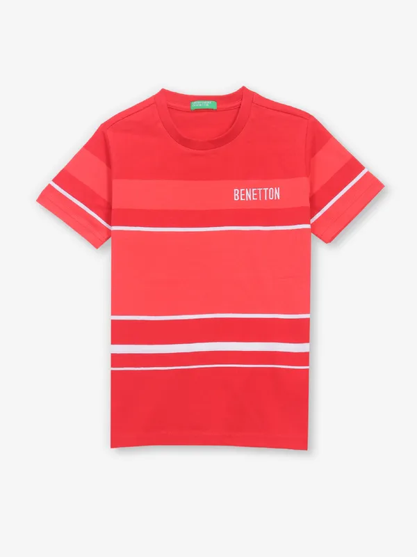 UCB red stripe cotton half sleeve t-shirt