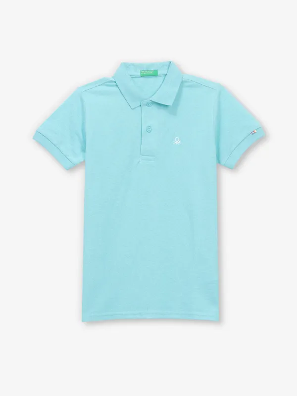 UCB sky blue plain cotton silk t-shirt
