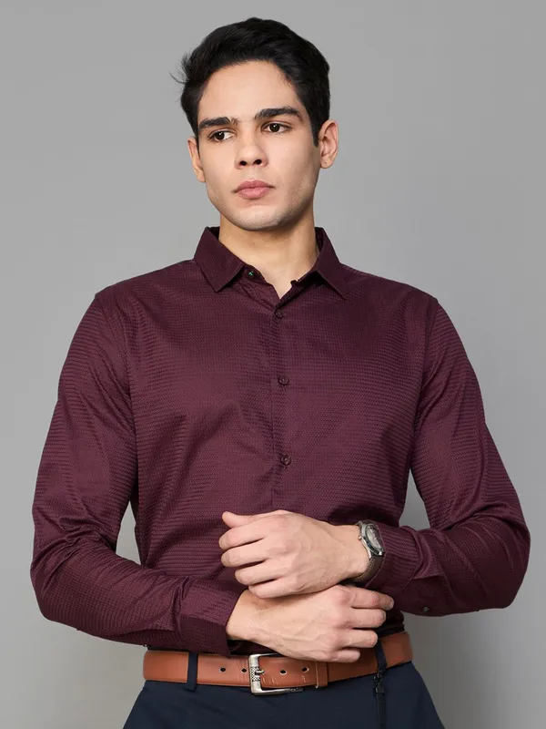 UCB sober wine cotton casual wear shirt for men