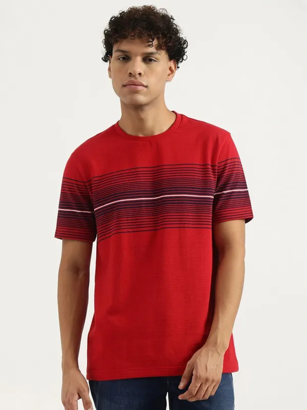 UCB striped red cotton t-shirt for men