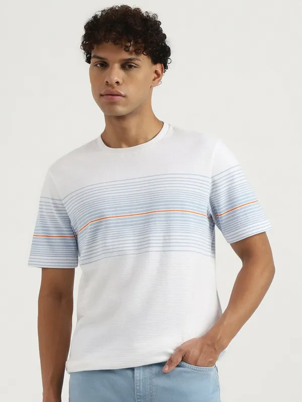 UCB textured white cotton t-shirt for men