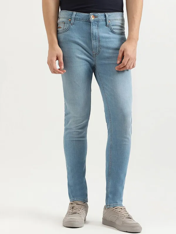 UCB washed blue denim jeans for men