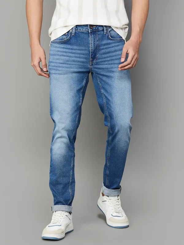 UCB washed light blue skinny fit denim jeans for men