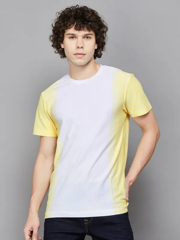 UCB white and yellow cotton t-shirt