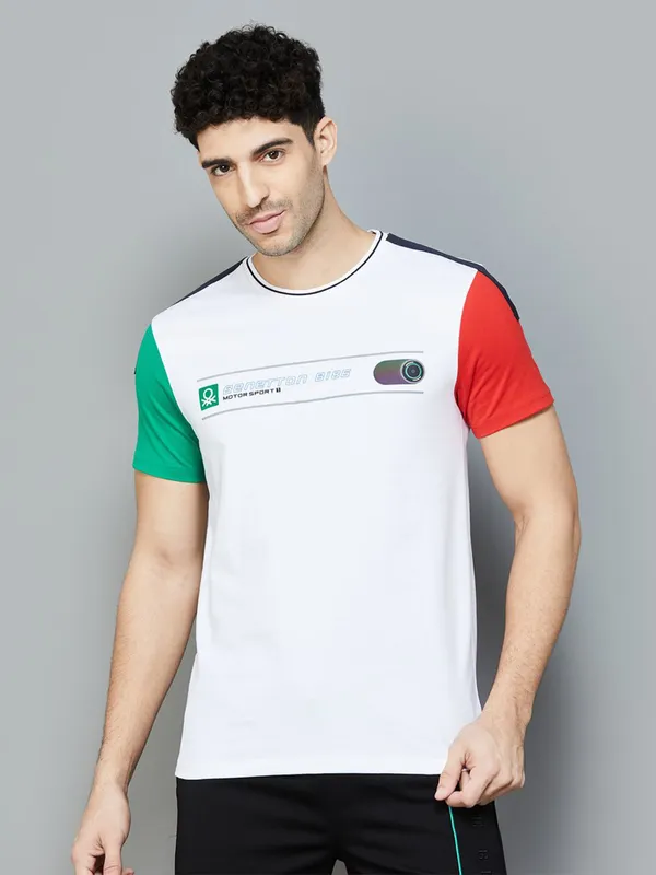 UCB white color block cotton t-shirt