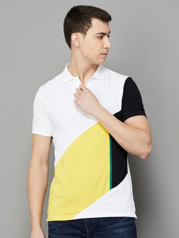 UCB white colorblock polo t-shirt