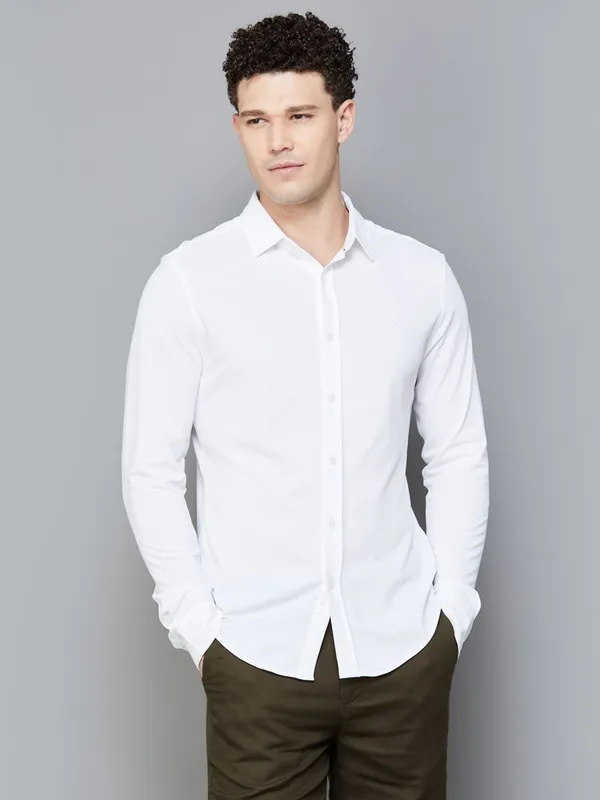 UCB white cotton formla full sleeve shirt