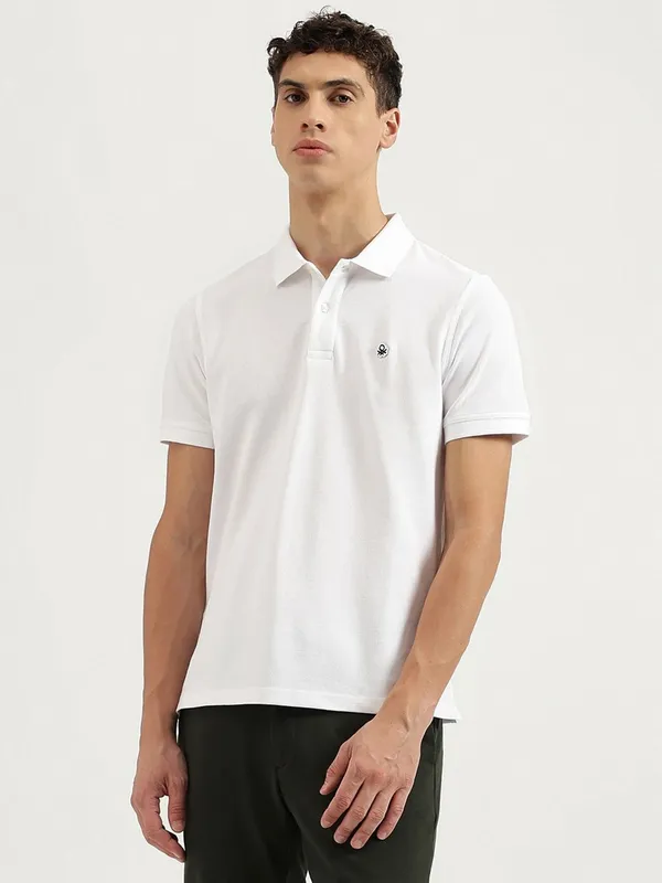 UCB white cotton half slleve polo t-shirt
