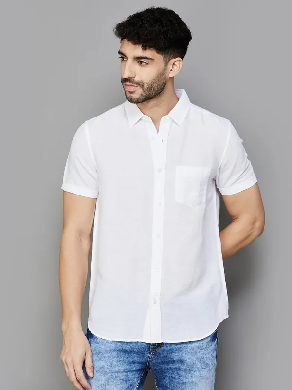 UCB white cotton linen casual shirt