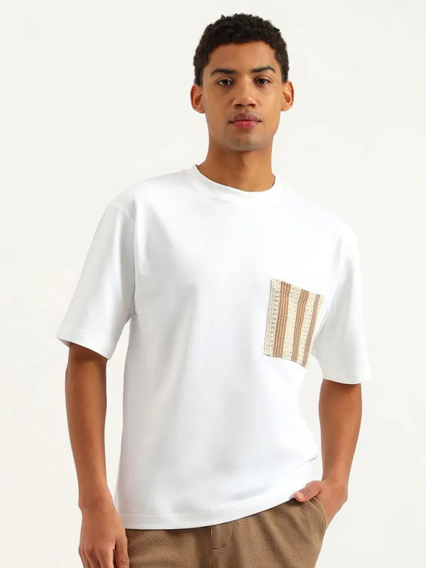 UCB white cotton t-shirt for men