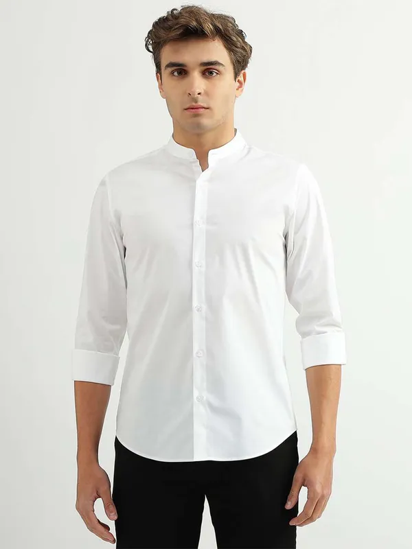 UCB white plain full sleeve shirt