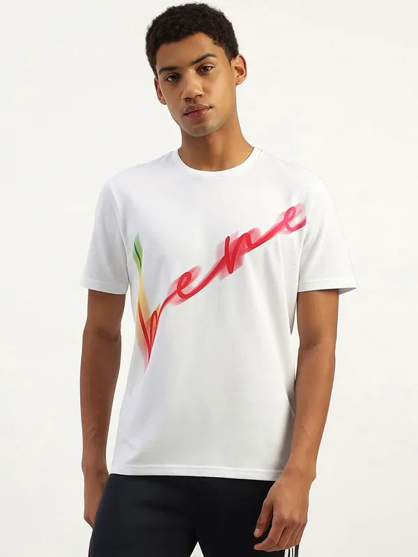 UCB white printed cotton t-shirt for men