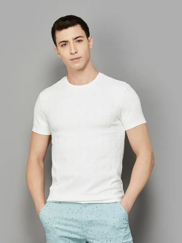 UCB white textured cotton t-shirt
