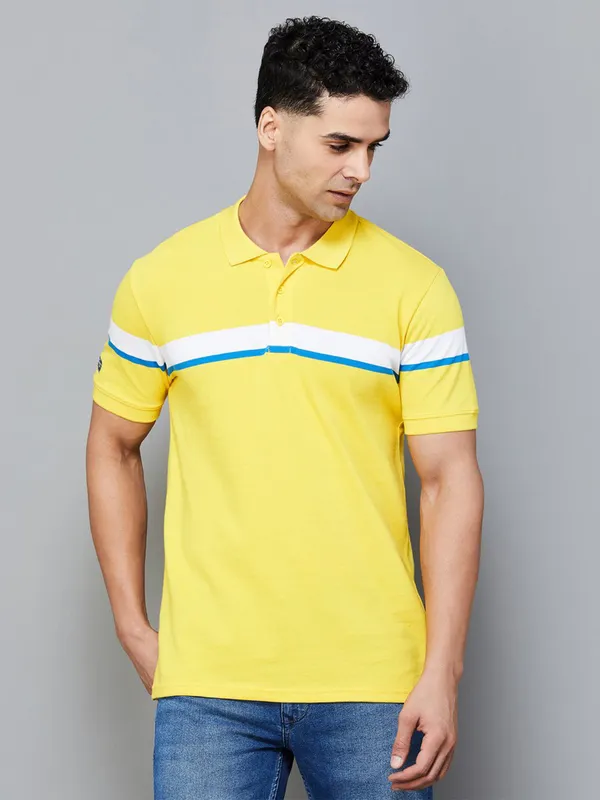 UCB yellow cotton half sleeve t-shirt