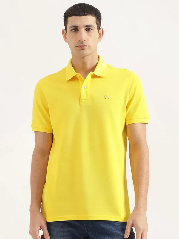 UCB yellow plain cotton t-shirt for casual wear